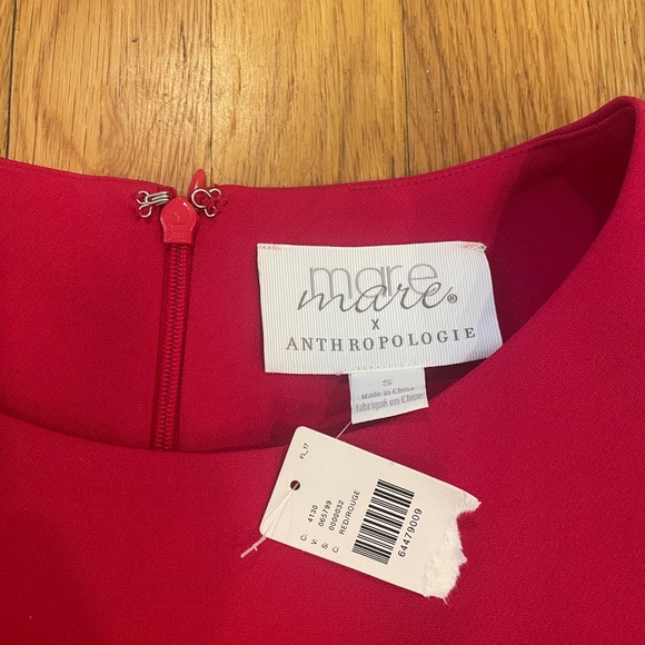 NWT Anthropologie Red cut out mini shift dress with cut out detail S - Picture 7 of 7